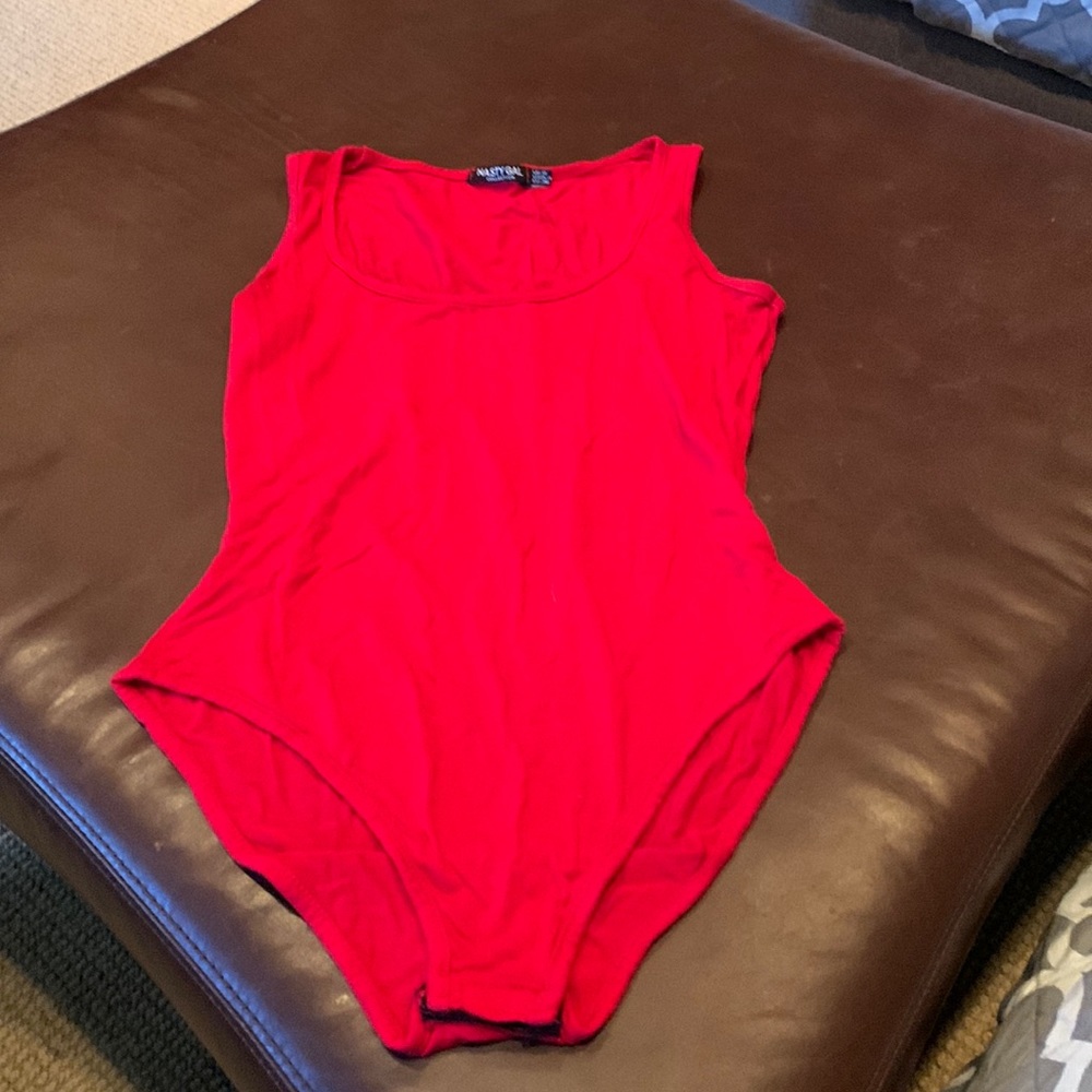 Red bodysuit by NastyGal.